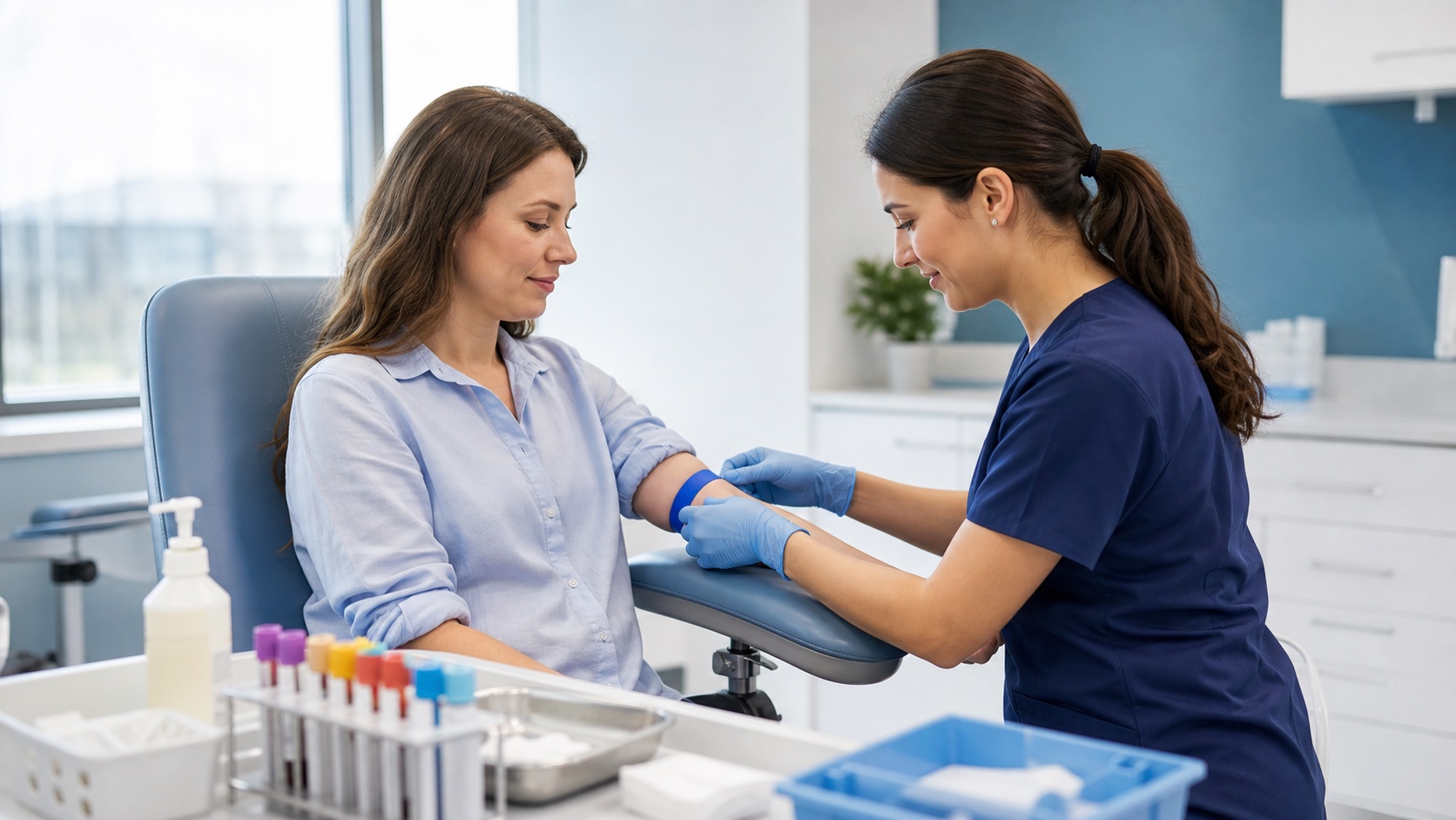 Patient consultation before blood draw appointment